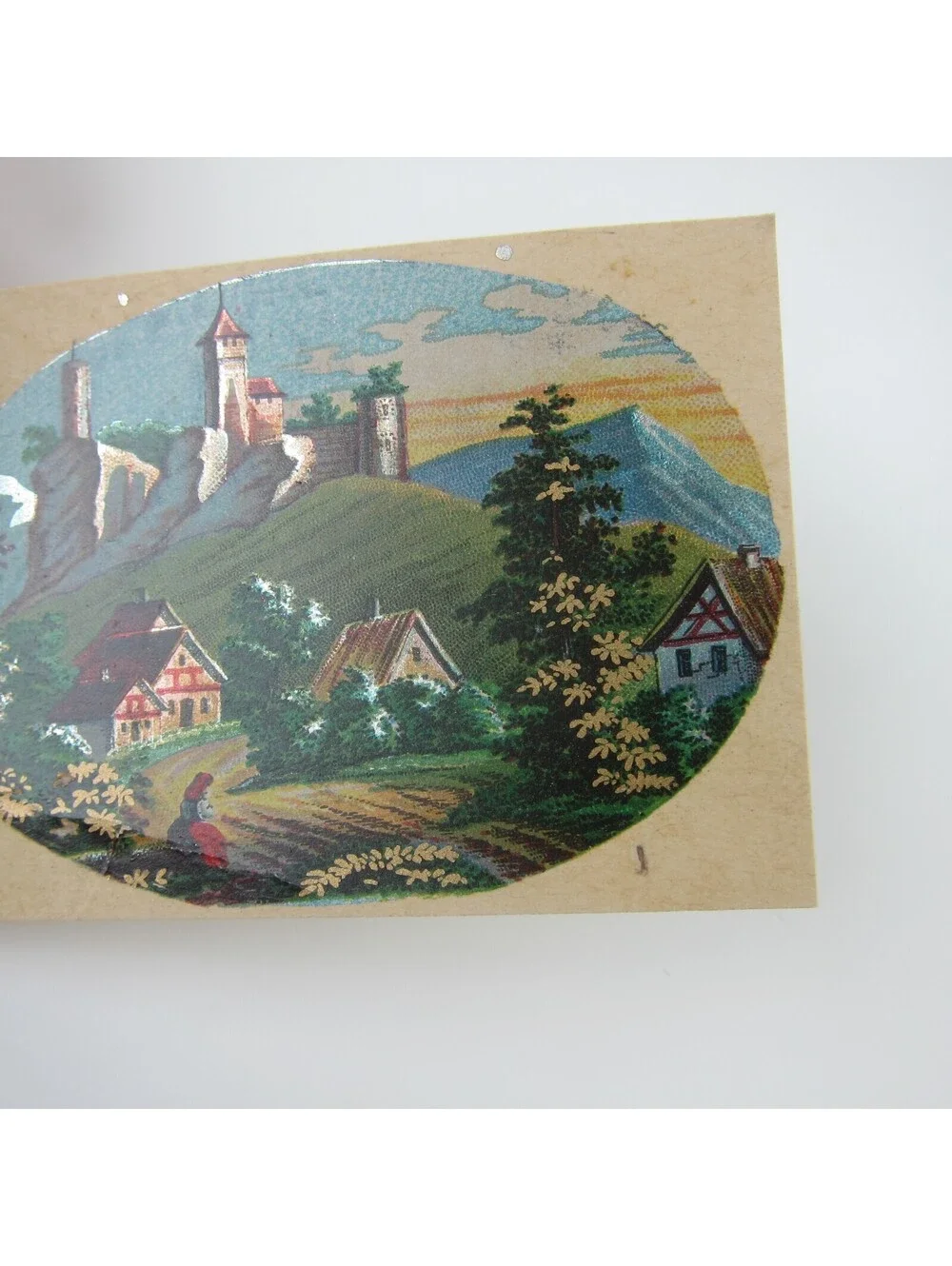 Antique Lithograph Print Samples Lot of 4 Castles Towns Villages Landscapes RARE